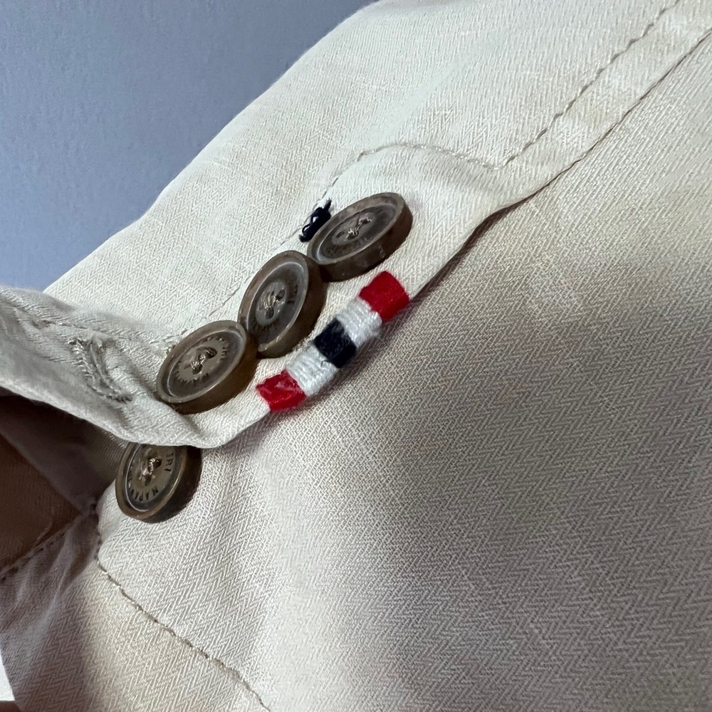 Napapijri Blazer Mens XL Beige Linen Blend Unstructured Herringbone Neutral - Picture 5 of 16